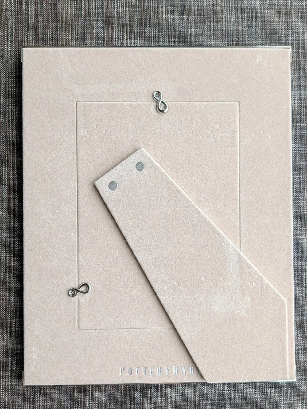 POTTERY BARN linen and chrome picture frame 4x6